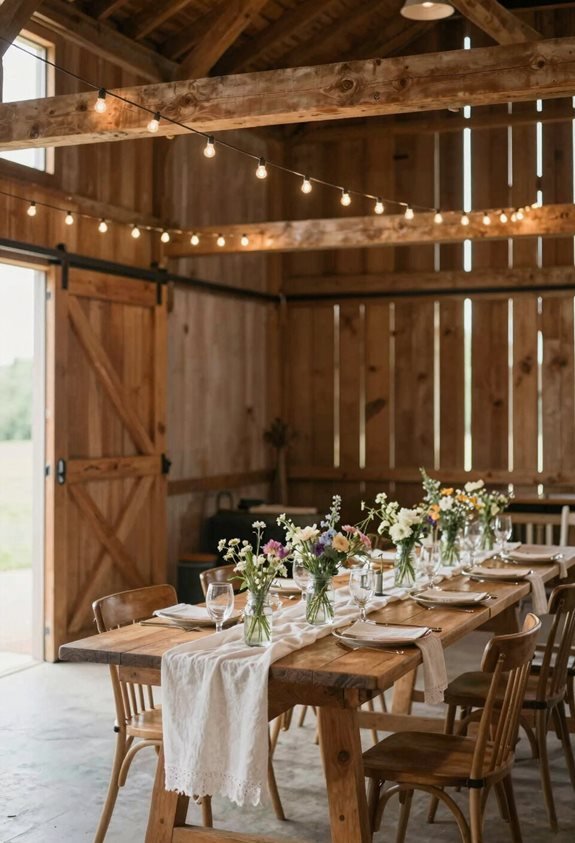 minimalist barn wedding decor