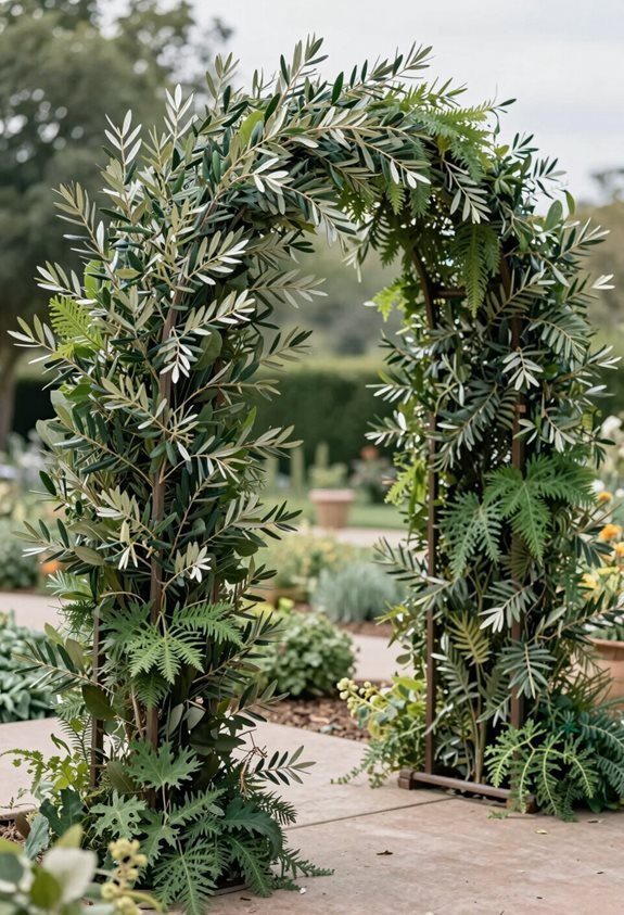 minimalist olive ruscus arch