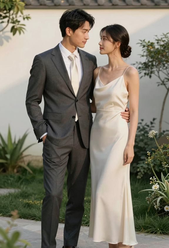 minimalist wedding attire pairing