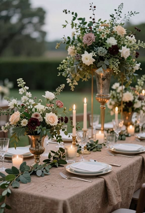mix tall florals and candles