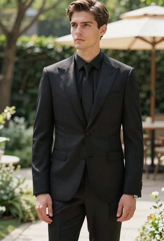 monochrome black wedding attire