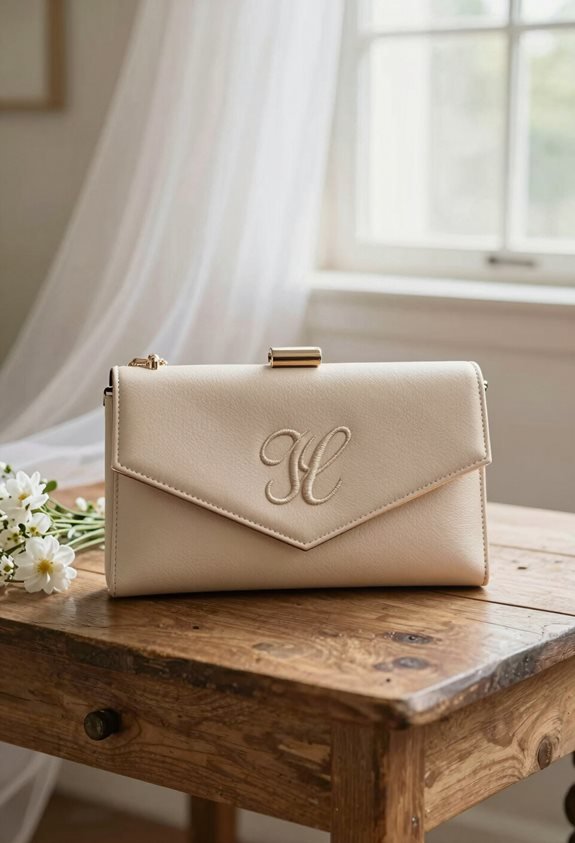 monogrammed bridal clutch gift
