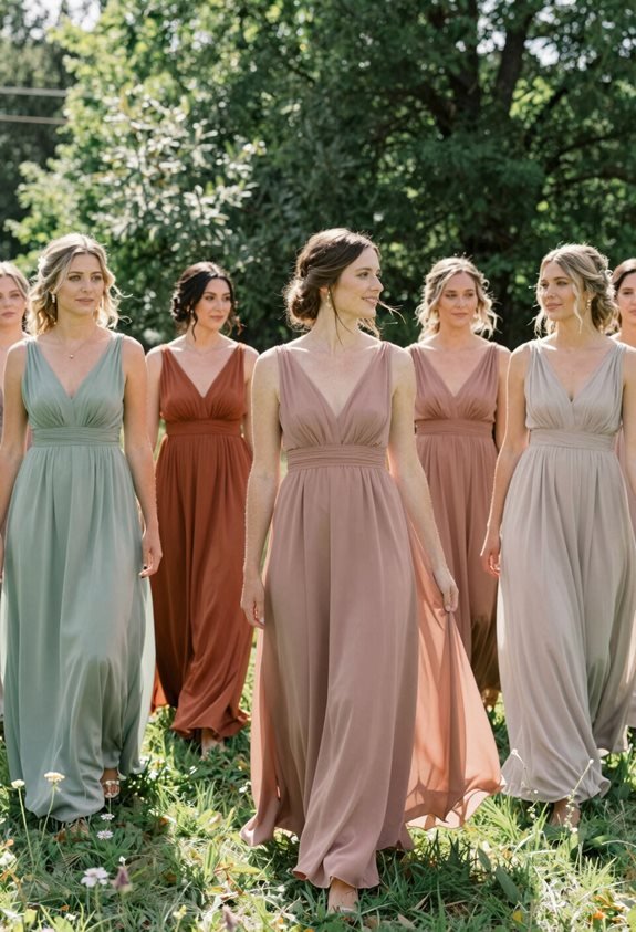 muted earth tone gowns