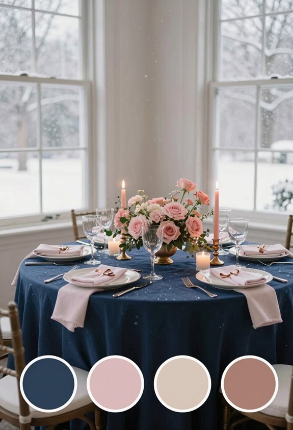 navy blush rose gold elegance