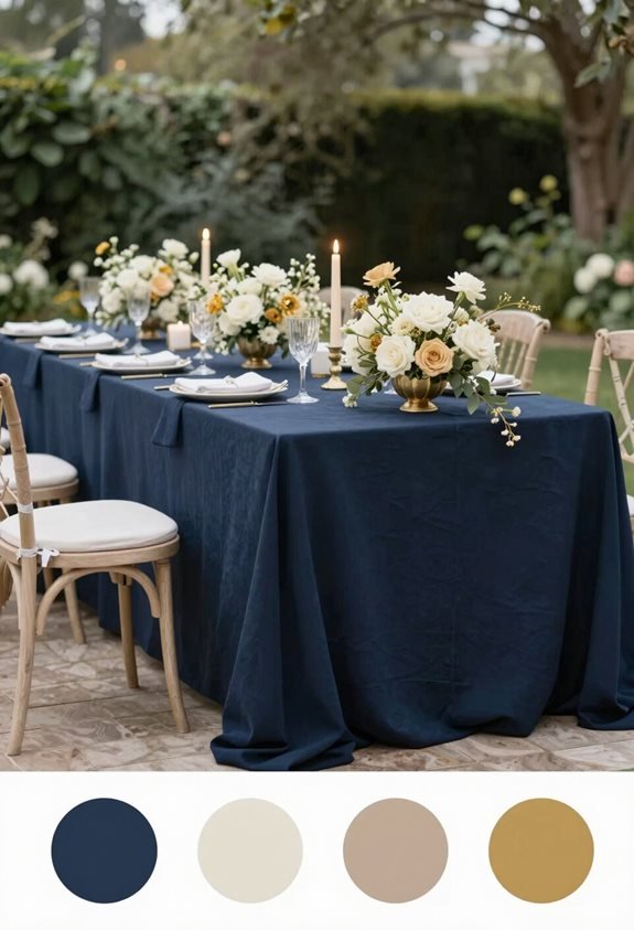 navy champagne gold elegance