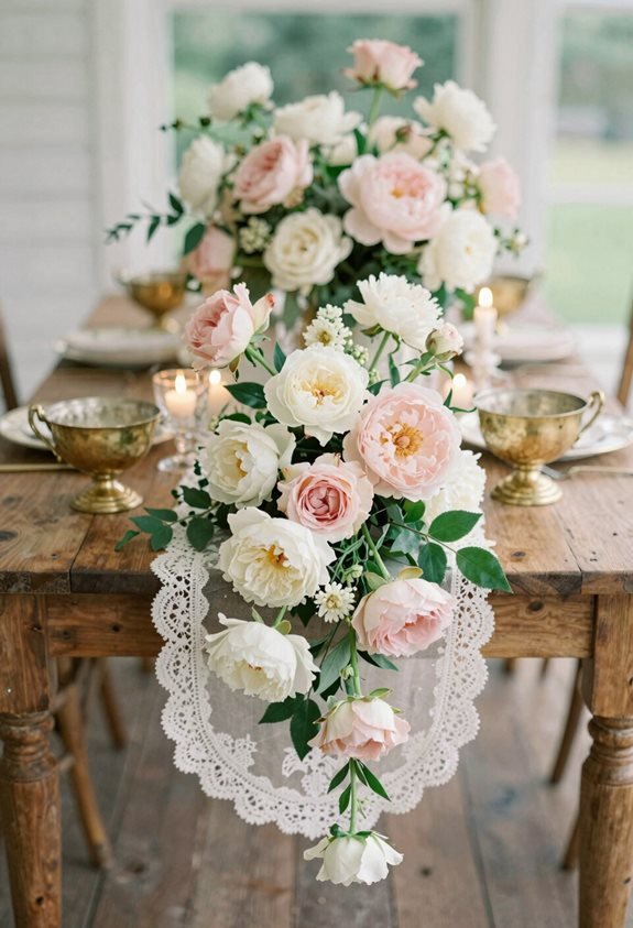 overflowing blush ivory arrangements
