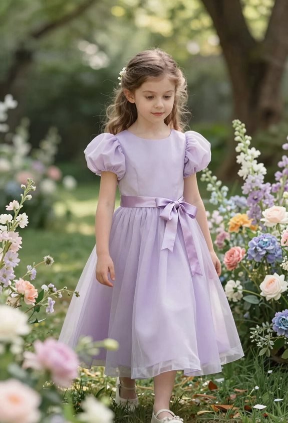 pale lavender puff sleeve dress