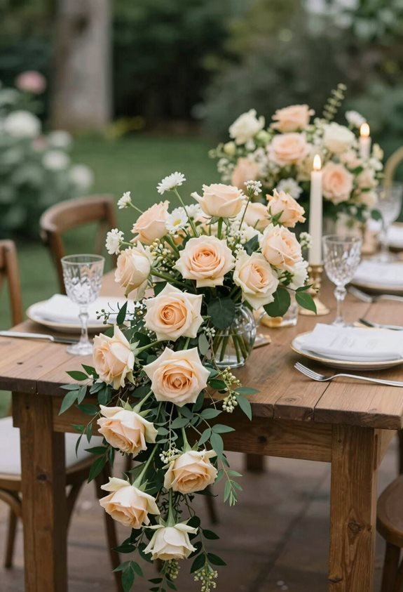 pale peach champagne round bouquets