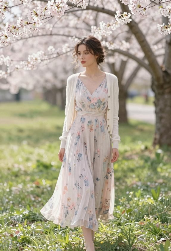 pastel dress with cardigan