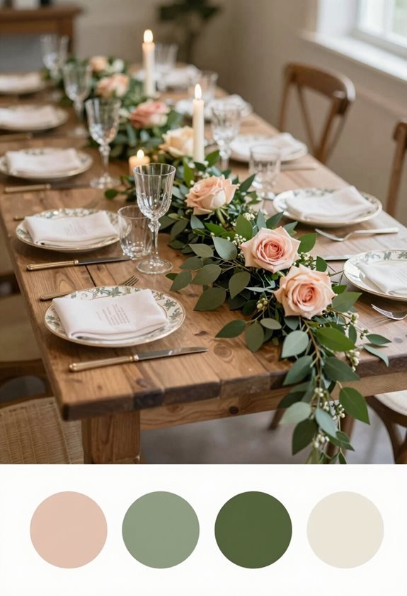romantic greenery rose decor
