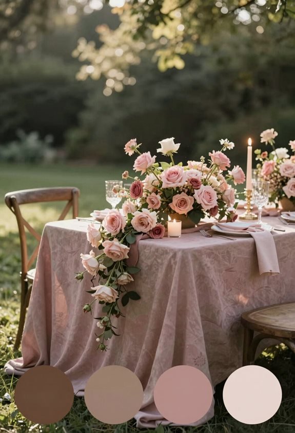 romantic mocha and dusty rose