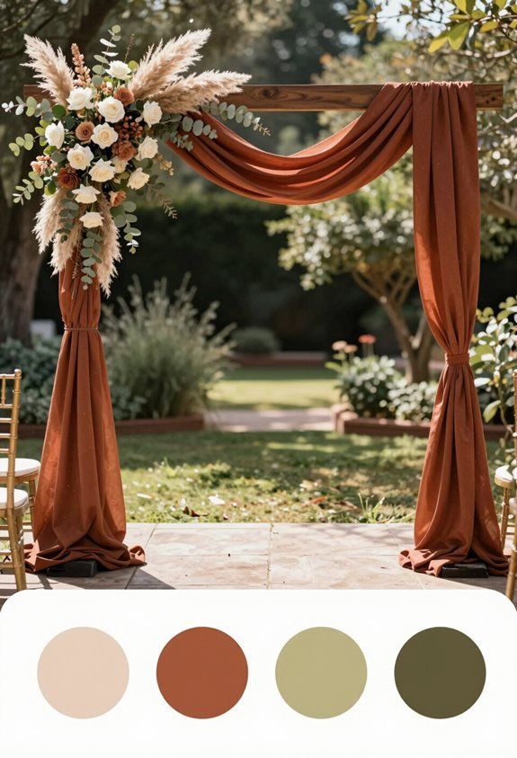 rust arch with florals