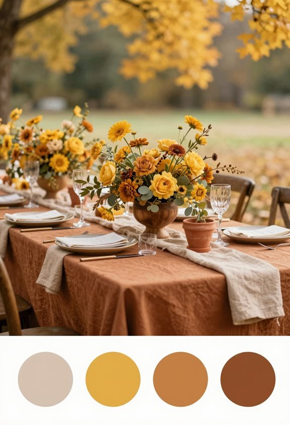 rust mustard earthy neutrals
