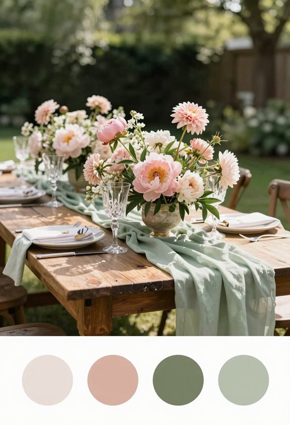 sage green and blush