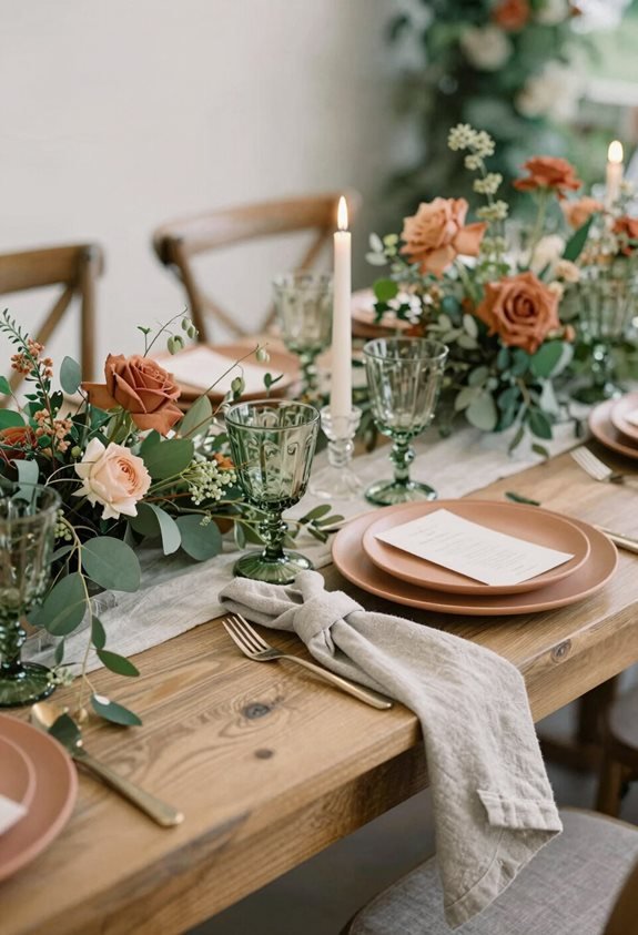sage green terracotta wedding decor