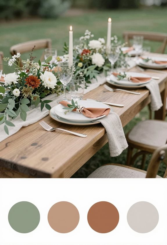 sage green terracotta wedding decor