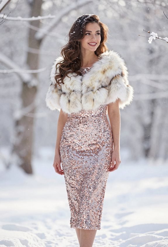 sequin dress with capelet