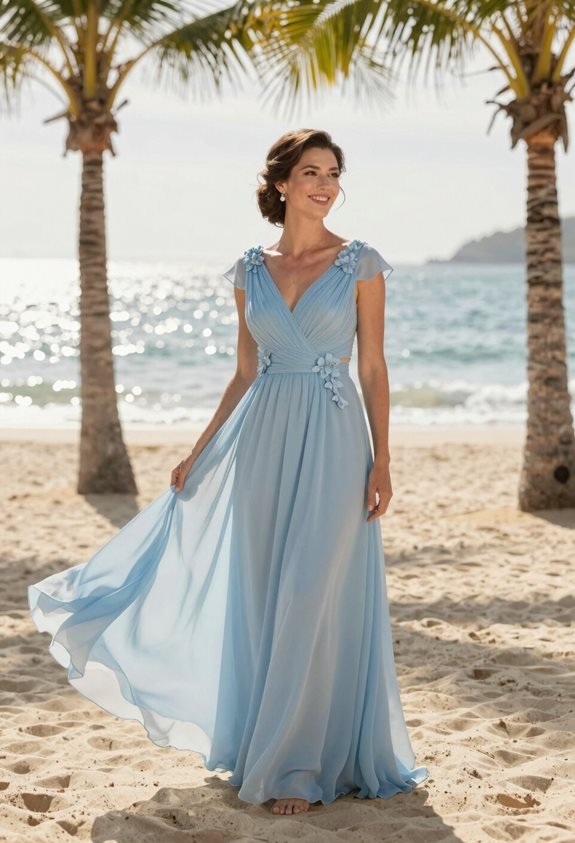 soft blue chiffon gown