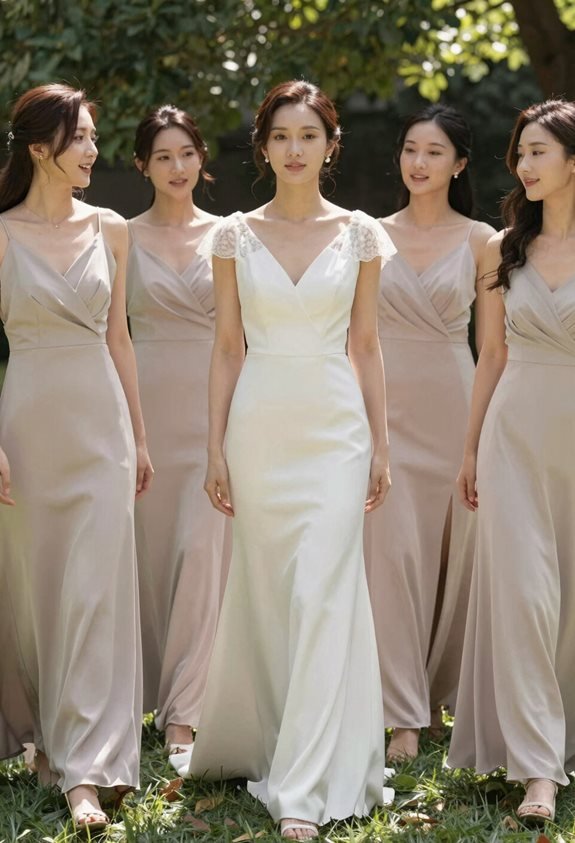 soft neutral bridal attire