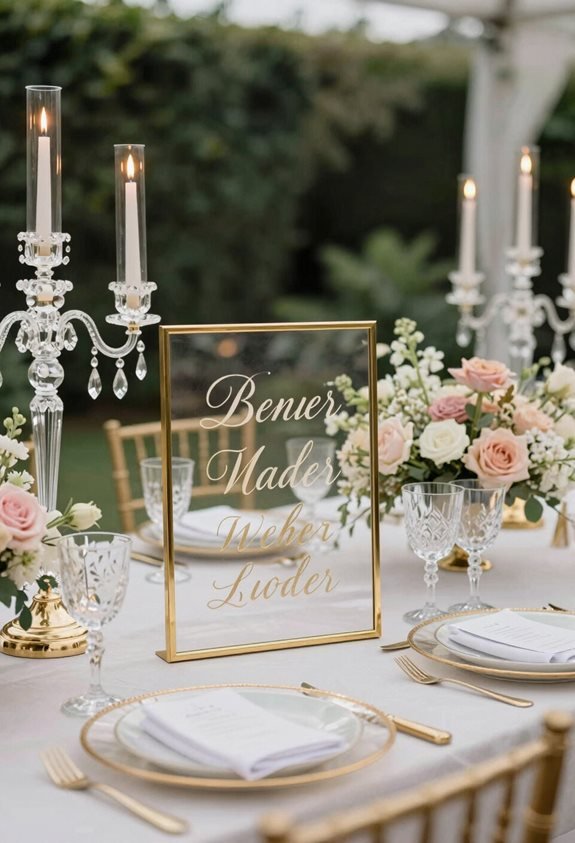 sophisticated acrylic calligraphy signage