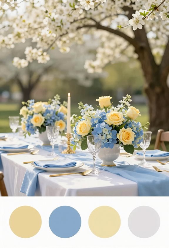 spring inspired sky blue and butter yellow