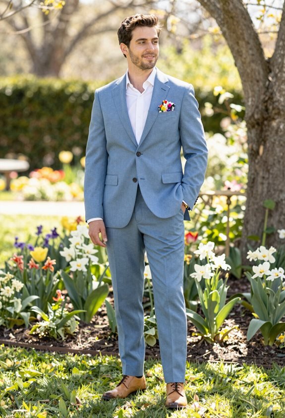 springtime soft blue suit