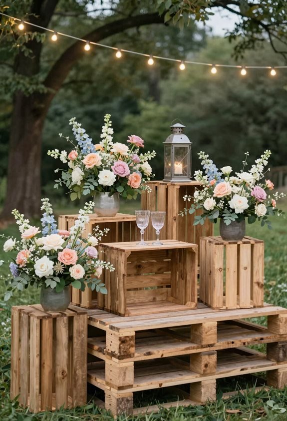 stacked crates and pallets