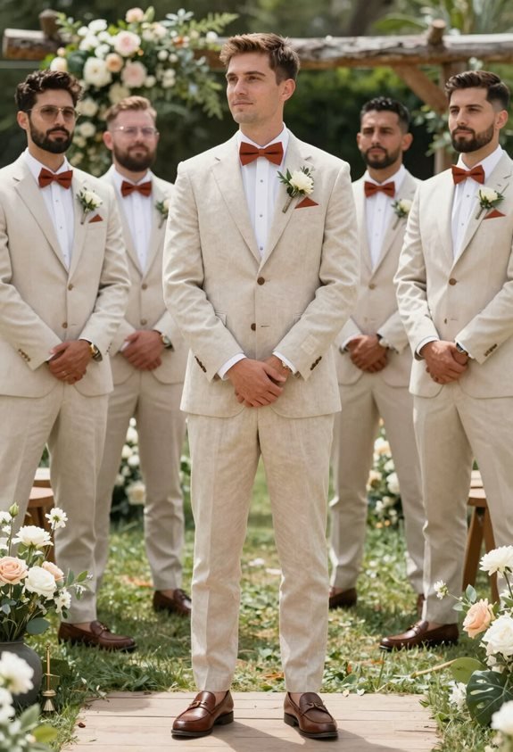 stylish beige linen ensemble