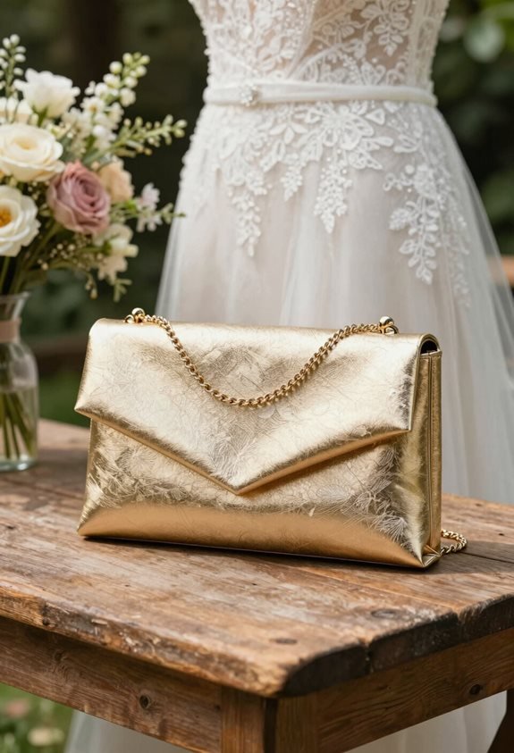 stylish gold foldover bag
