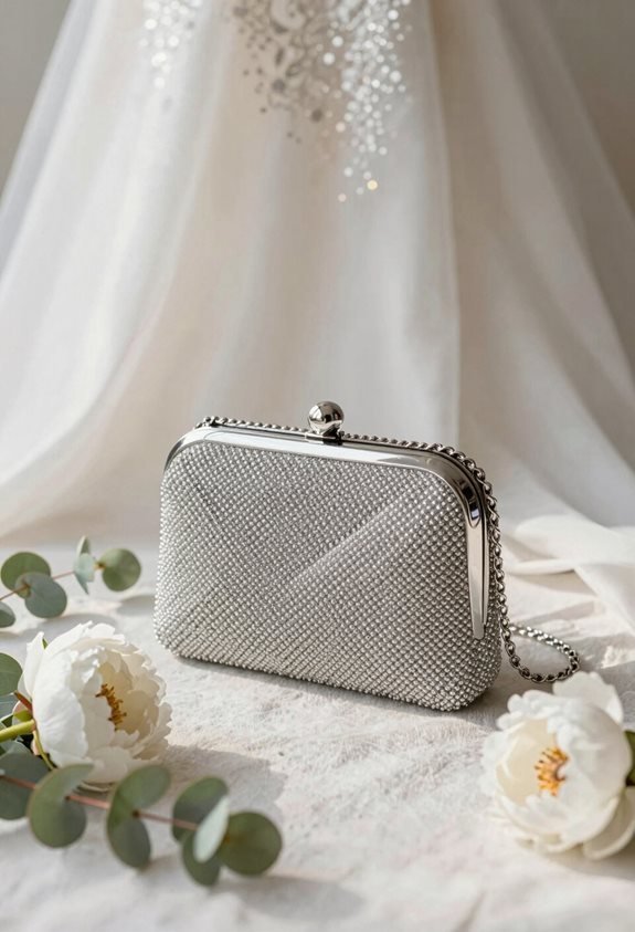 stylish mini silver clutch