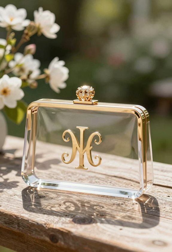 stylish monogrammed acrylic clutch