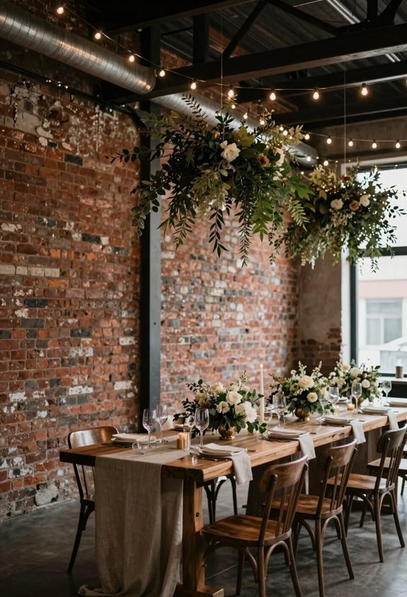 suspended greenery wedding decor