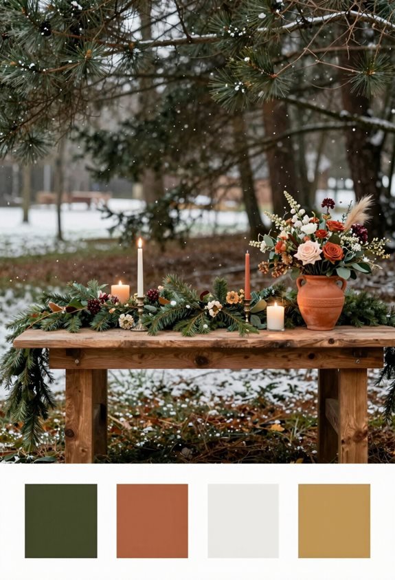 terracotta and deep green warmth