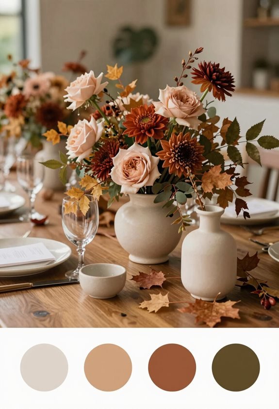terracotta blush floral centerpieces