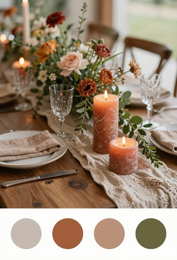 terracotta candles and runners