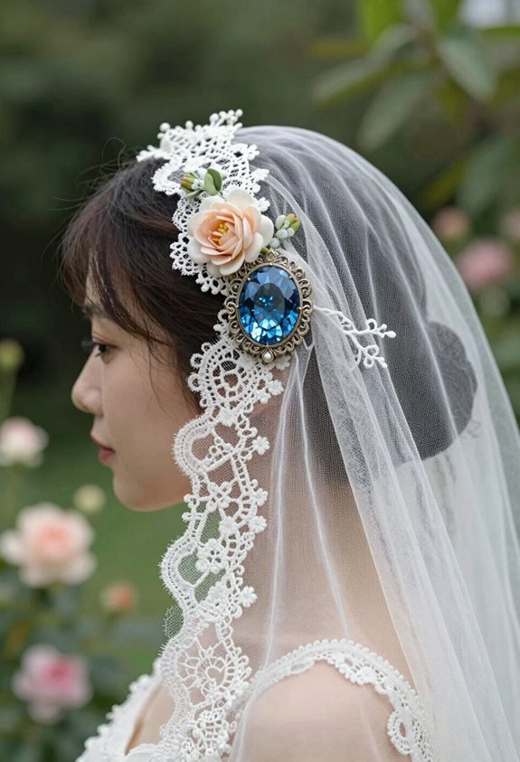 vintage blue brooch accent