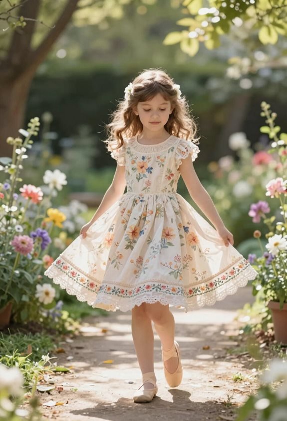 vintage dress and ballet flats