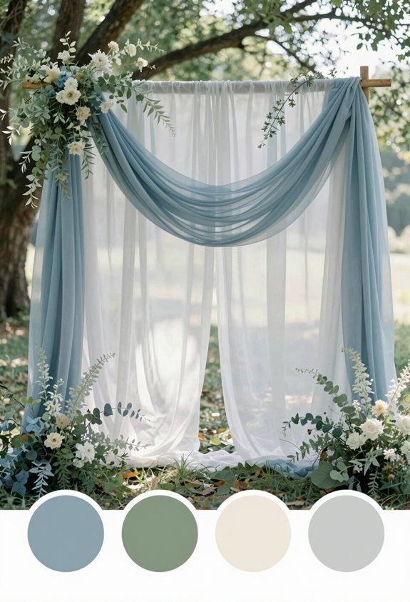 washed blue and greenery