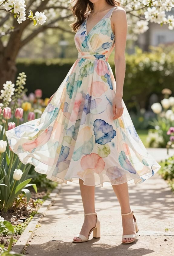 watercolor midi dress elegance