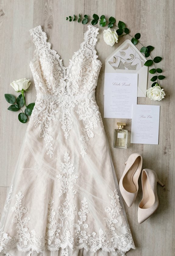 wedding details flat lay