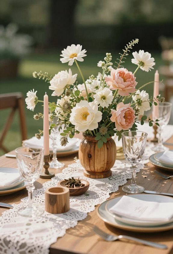 wooden and sola flowers