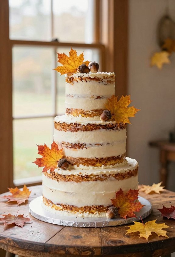autumn themed elegant cake decoration