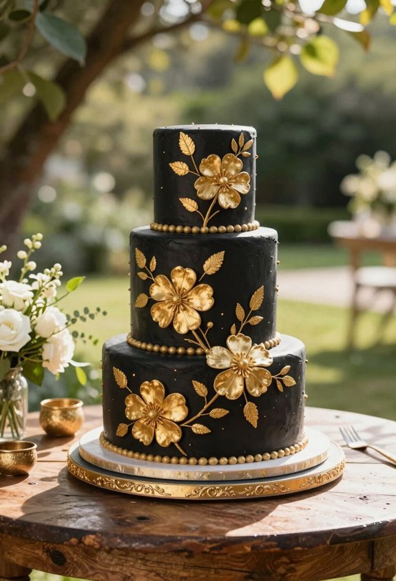 black gold floral elegance