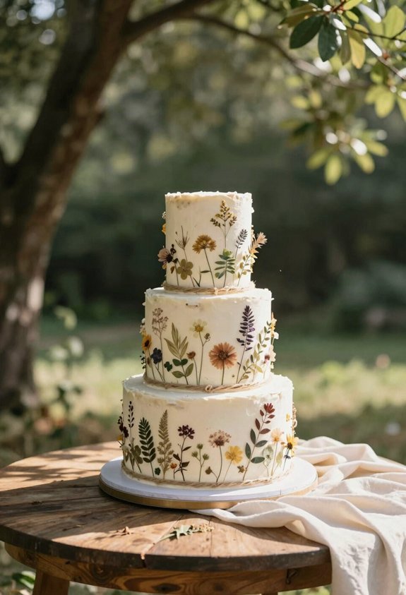 botanical naked cake decor