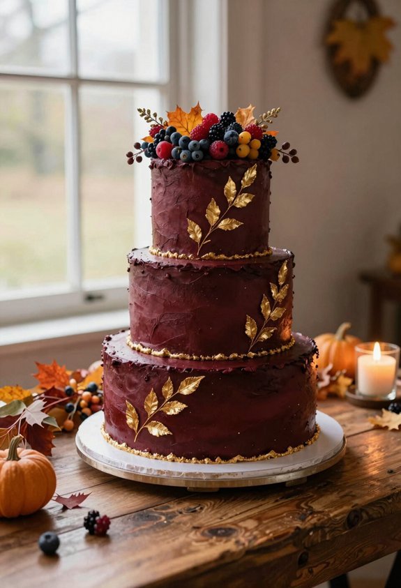 burgundy cake with gold
