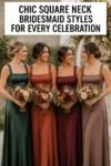 chic square neck bridesmaid dresses