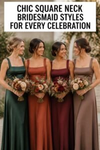 chic square neck bridesmaid dresses