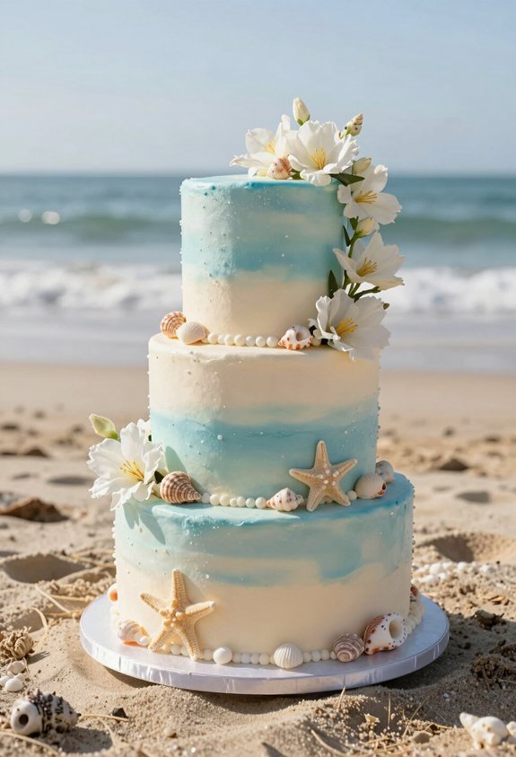 coastal beach wedding cakes