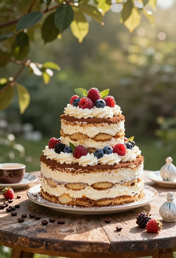 coffee flavored berry layered cake