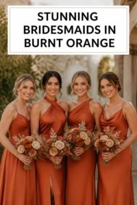 dazzling burnt orange bridesmaid dresses